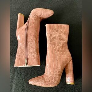 Simmi London Pink Alligator Booties UK 3 US 5 Textured Heels